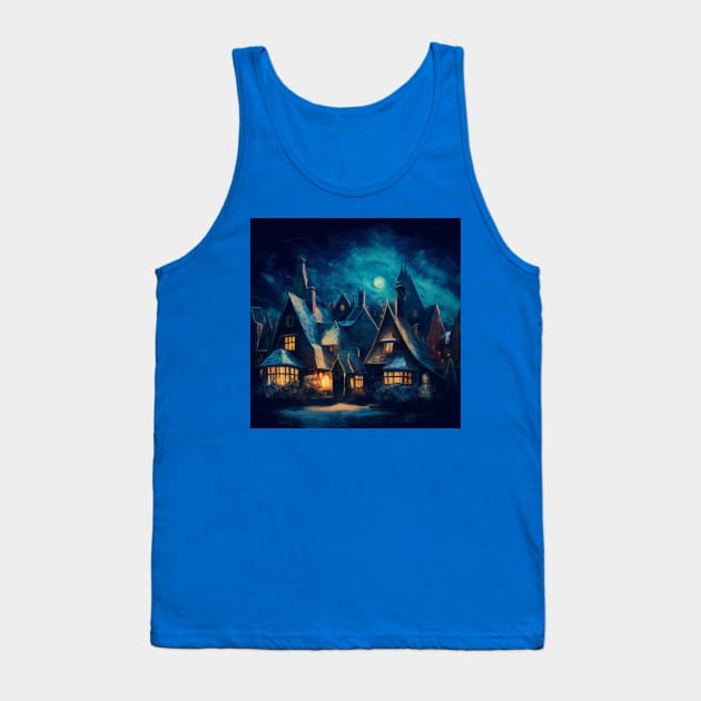 Starry Night Over Hogsmeade Village Tank Top by Grassroots Green